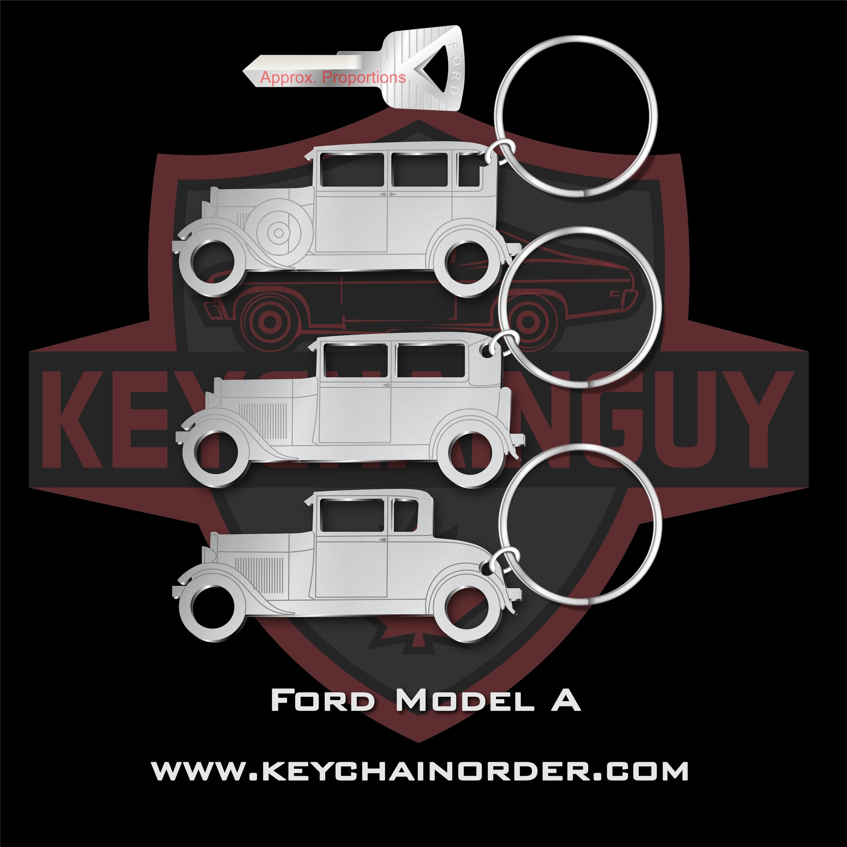 Ford Keychain Script Ford Model A Car (2 door, 4 door or Coupe) – Keychainguy
